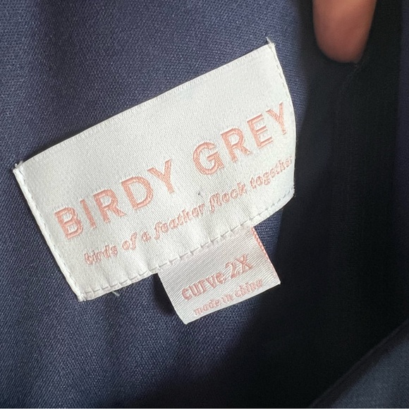 Birdy Grey 2X Navy Devin Chiffon Bridesmaid Formal Gown Dress Detachable Sleeves - Picture 6 of 13